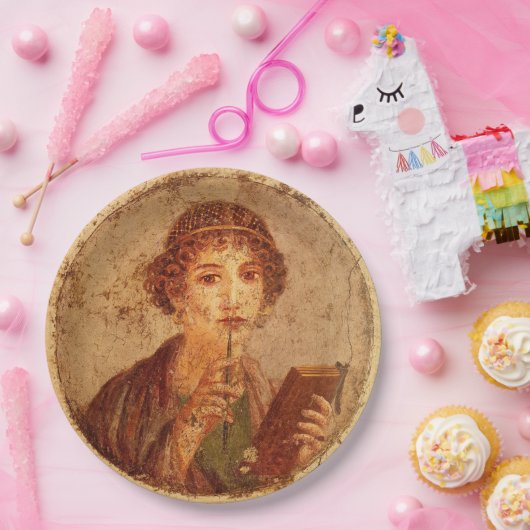 Assiettes En Carton Fresco of sappho in Pompeii (Fête)