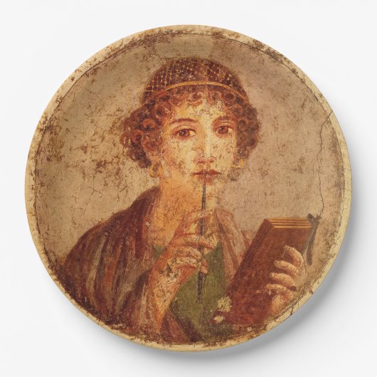 Assiettes En Carton Fresco of sappho in Pompeii (Devant)