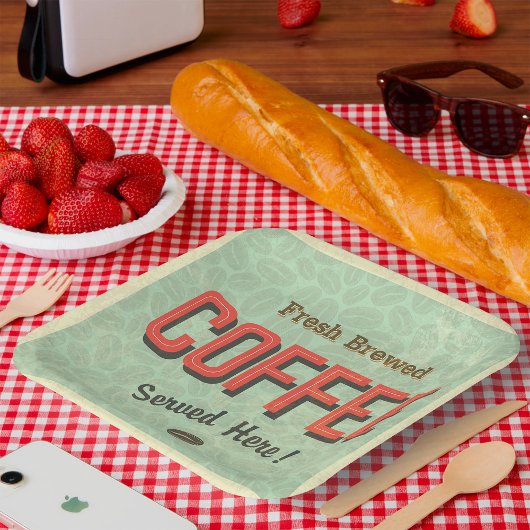 Assiettes En Carton Fresh Brewed Coffee Served Here