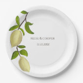 Assiettes En Carton Fresh Citrus Painted Lemons Modern Mediterranean (Devant)