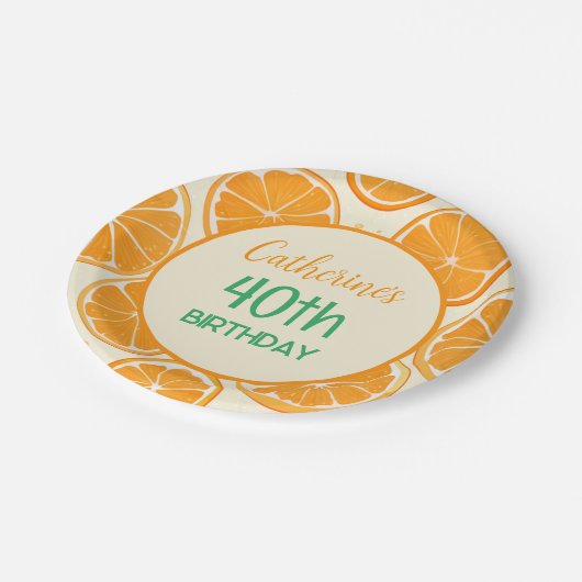 Assiettes En Carton Fresh Orange Slice Pattern – Bright Citrus Fruit (Angle)