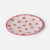 Assiettes En Carton Fresh Strawberry with Pink Gingham Pattern (Angle)