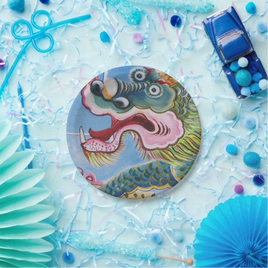 Assiettes En Carton Fresque chinoise Foo Dog / Lion Guardian (Fête)