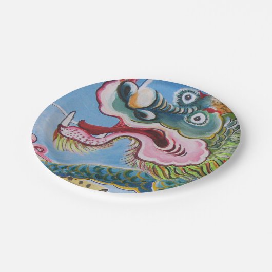 Assiettes En Carton Fresque chinoise Foo Dog / Lion Guardian (Angle)