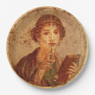 Assiettes En Carton Fresque de Sappho à Pompéi