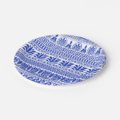 Assiettes En Carton Fret grec, Motif méditerranéen, Bleu (Angle)