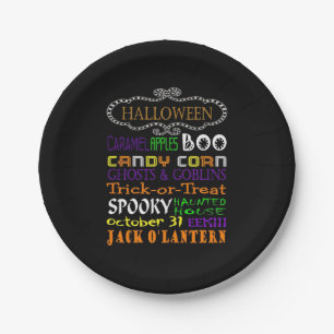 Assiettes En Carton Friandises et frayeurs d'Halloween