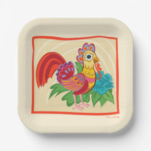 Assiettes En Carton Frida Kahlo Chicken Graphic