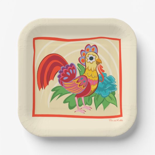 Assiettes En Carton Frida Kahlo Chicken Graphic (Recto)