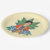 Assiettes En Carton Frida Kahlo Graphisme floral coloré (Angle)
