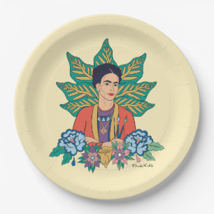 Assiettes En Carton Frida Kahlo Graphisme floral coloré