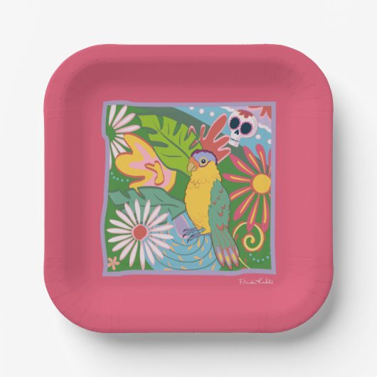 Assiettes En Carton Frida Kahlo Parrot Graphic (Recto)