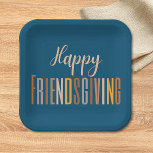 Assiettes En Carton Friendsgiving Thanksgiving Typographie d'automne H