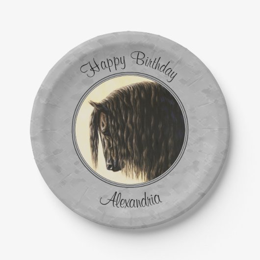 Assiettes En Carton Friesian Draft Horse Silver Grey (Devant)