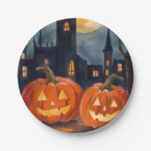 Assiettes En Carton Fright Jack-O-Lantern | Halloween Éffrayant peint (Devant)