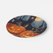 Assiettes En Carton Fright Jack-O-Lantern | Halloween Éffrayant peint (Angle)