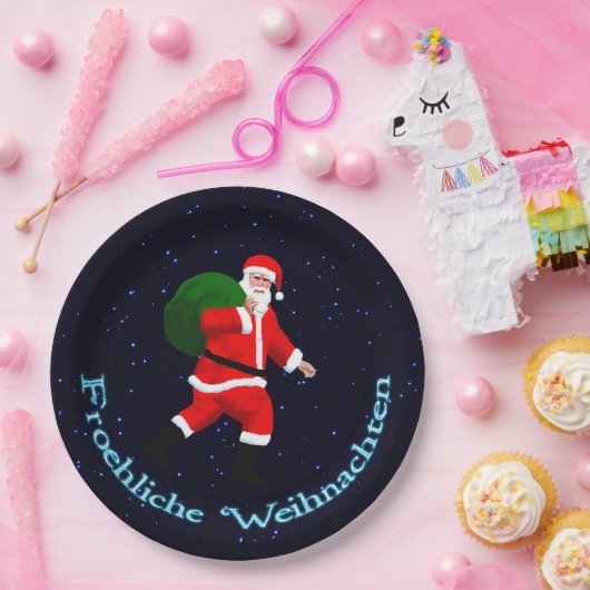 Assiettes En Carton Froehliche Weihnachten - Père Noël (Fête)