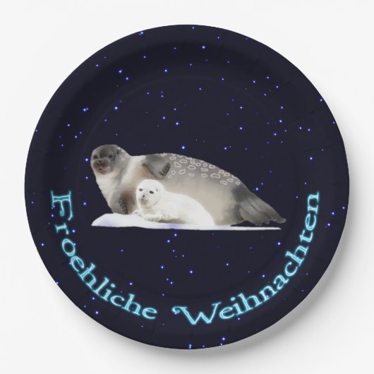 Assiettes En Carton Froehliche Weihnachten - Sceau annelé (Devant)