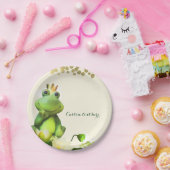 Assiettes En Carton Frog Prince Green & Gold Baby shower Custom Party (Fête)