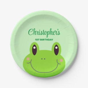 Assiettes En Carton Froggy fête d'anniversaire thème vert