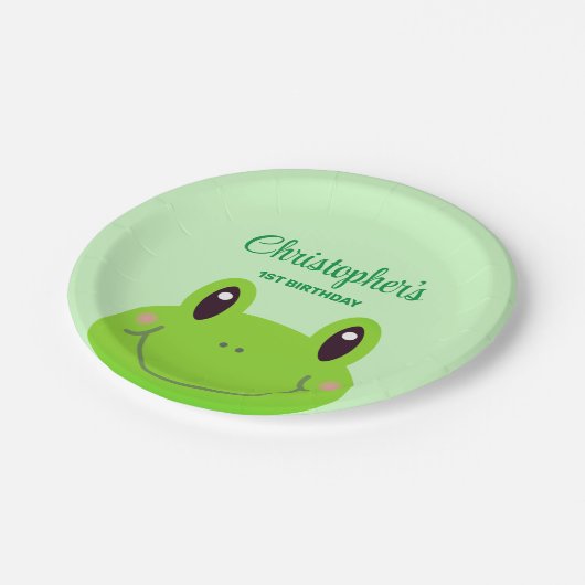 Assiettes En Carton Froggy fête d'anniversaire thème vert (Angle)