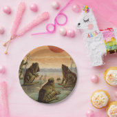 Assiettes En Carton Frogs Lily Pads Moon Illustration (Fête)