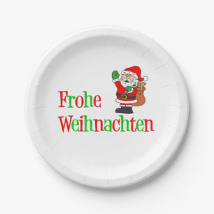 Assiettes En Carton Frohe Weihnachten Allemagne Noël Père Noël