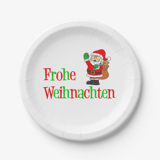 Assiettes En Carton Frohe Weihnachten Allemagne Noël Père Noël (Devant)