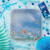 Assiettes En Carton Frontière fleur sauvage Sur Ciel Été (Fête)