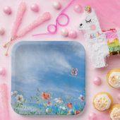 Assiettes En Carton Frontière fleur sauvage Sur Ciel Été (Fête)