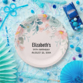 Assiettes En Carton Frontière rose et verte Florale Anniversaire (Fête)