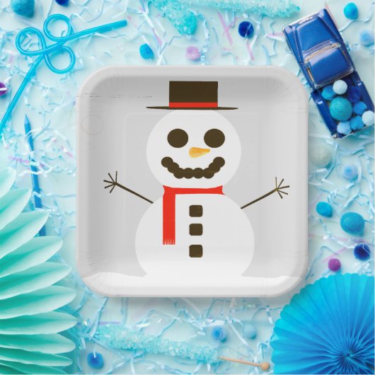 Assiettes En Carton Frosté Le Snowman Gris Plaque en papier (Fête)