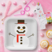 Assiettes En Carton Frosté Le Snowman Gris Plaque en papier (Fête)