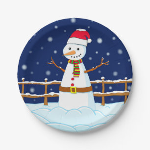 Assiettes En Carton Frosty le bonhomme de neige