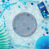 Assiettes En Carton Frosty Snowman Blue Snowflake Motif (Fête)