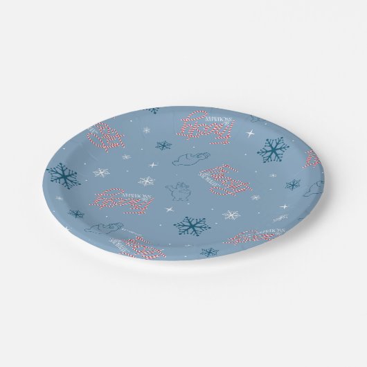 Assiettes En Carton Frosty Snowman Blue Snowflake Motif (Angle)