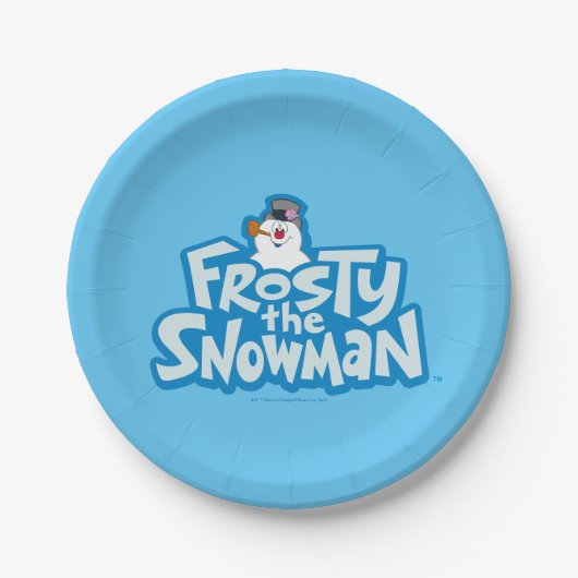 Assiettes En Carton Frosty the Snowman™ | Logo empilé gelé (Devant)
