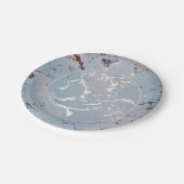 Assiettes En Carton Frottes D'Argent Avec Plaques De Papier Bleu (Angle)