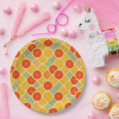 Assiettes En Carton Fruit d'agrumes rétro gai (Fête)