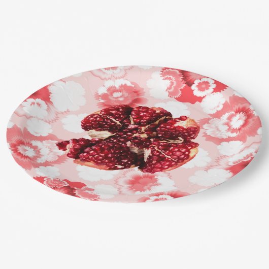 Assiettes En Carton Fruit de grenade rubis (Angle)