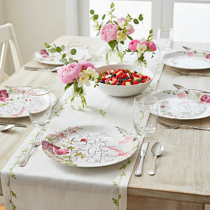 Assiettes En Carton Fruit de l'Esprit floral rose