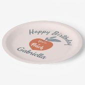 Assiettes En Carton Fruit de pêche, joyeux nom personnalisé d'annivers (Angle)