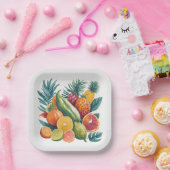 Assiettes En Carton Fruit d'été exotique coloré moderne (Fête)
