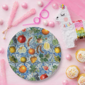 Assiettes En Carton Fruit d'été méditerranéen & Mosaïque Bleue Blanc (Fête)