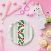 Assiettes En Carton Fruit et rouge, rayures vertes Noël (Fête)