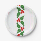 Assiettes En Carton Fruit et rouge, rayures vertes Noël (Devant)