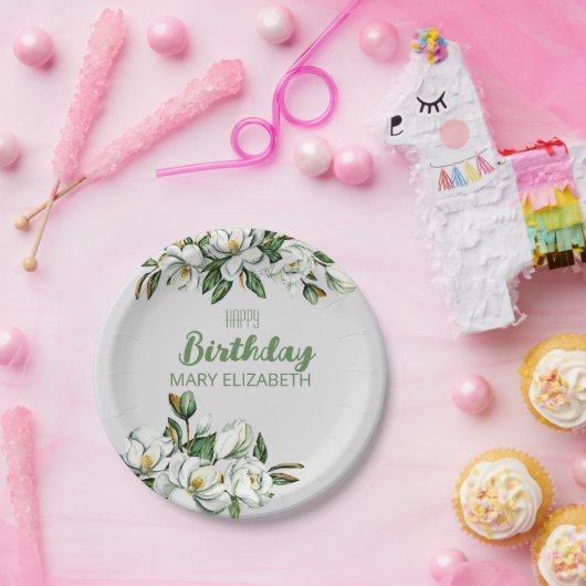 Assiettes En Carton Fruit Floral Magnolia Vert Jart (Fête)