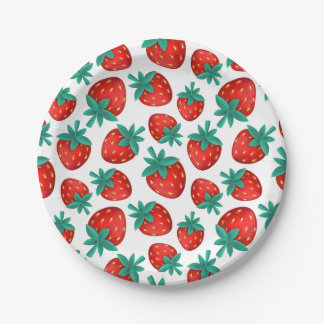 Assiettes En Carton Fruit Motif aux fraises sans joint