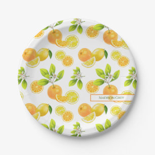 Assiettes En Carton Fruits d'agrumes Oranges et citrons Patten