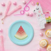 Assiettes En Carton Fruits de pastèque coupés en bleu (Fête)